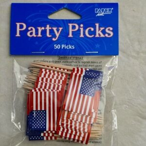 Paper Party Picks with American Flag Design